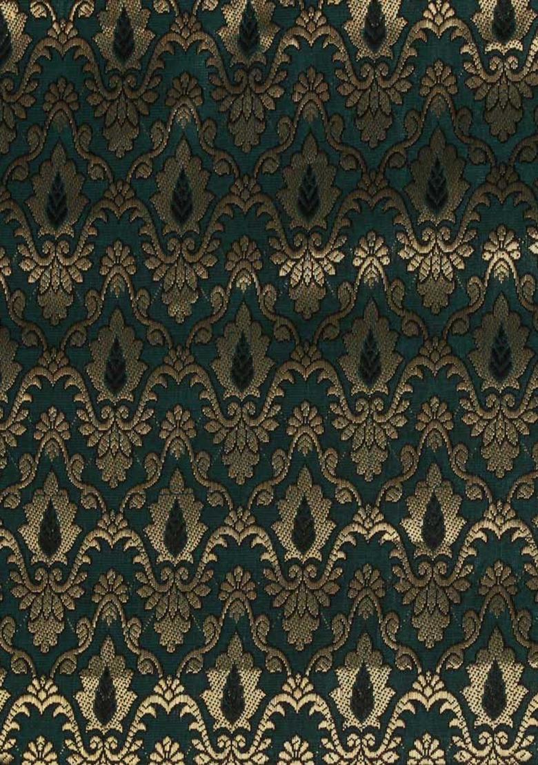 Girls Teal Blue Brocade Kurta Set - Indya