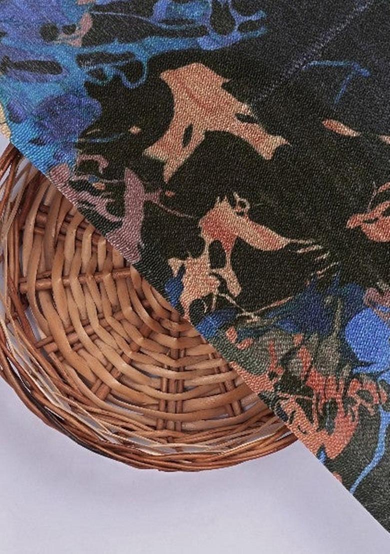 Girls Black Chinon Abstract Printed Kurta Set - Indya