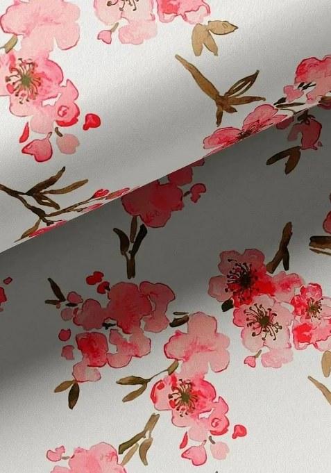 Girls White Satin Floral Printed Kurta Set