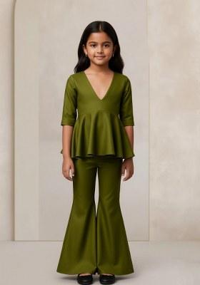 Girls Green Cotton Fusion Set