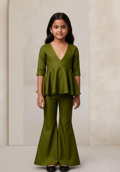 Girls Green Cotton Fusion Set