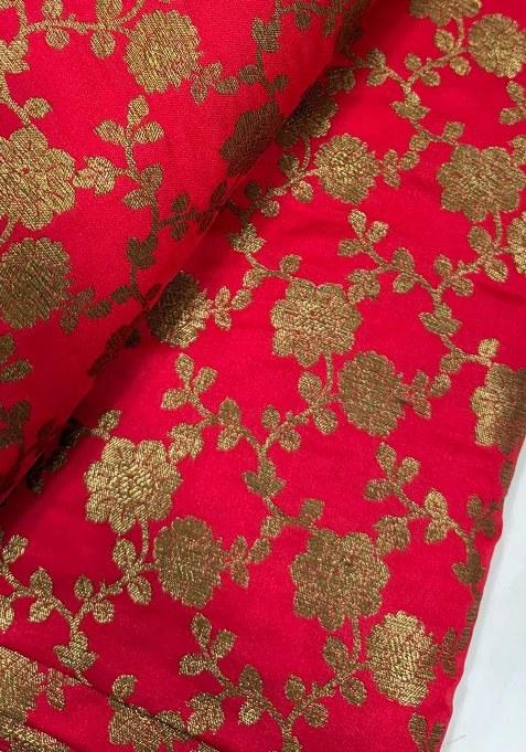 Girls Maroon Brocade Lehenga Set