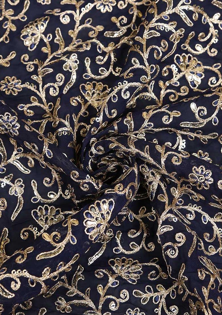 Girls Blue Georgette Embroidered Lehenga Set