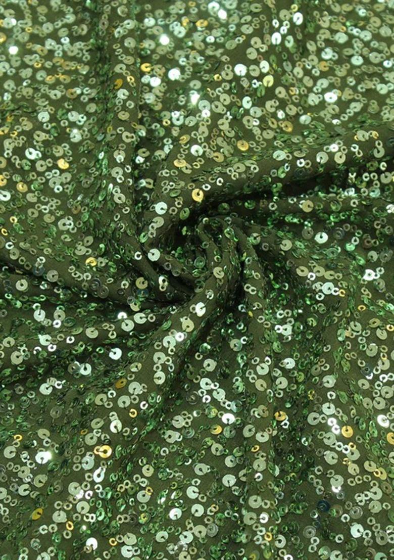 Girls Green Sequin Georgette Lehenga Set