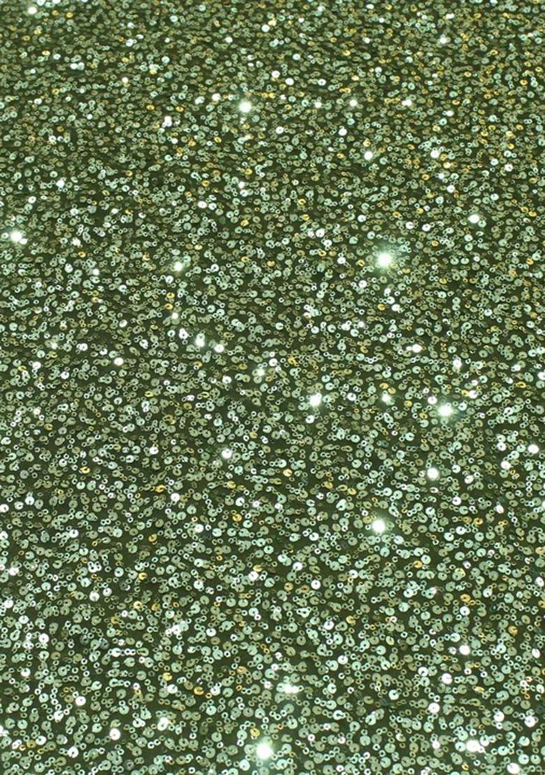 Girls Green Sequin Georgette Lehenga Set