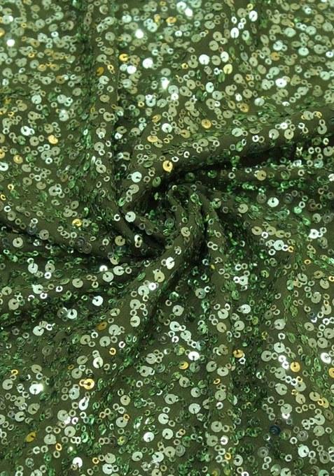 Girls Green Sequin Georgette Lehenga Set