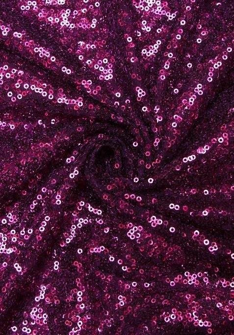 Girls Magenta Pink Sequin Net Lehenga Set