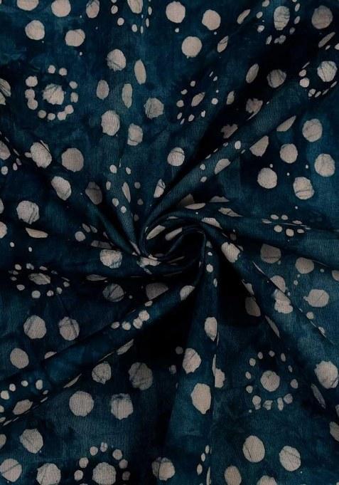 Girls Blue Cotton Bandhani Printed Lehenga Set