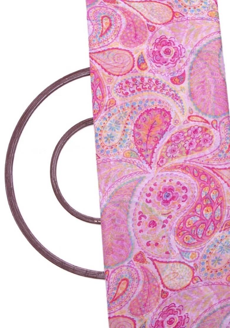 Girls Pink Chiffon Paisley Printed Lehenga Set - Indya