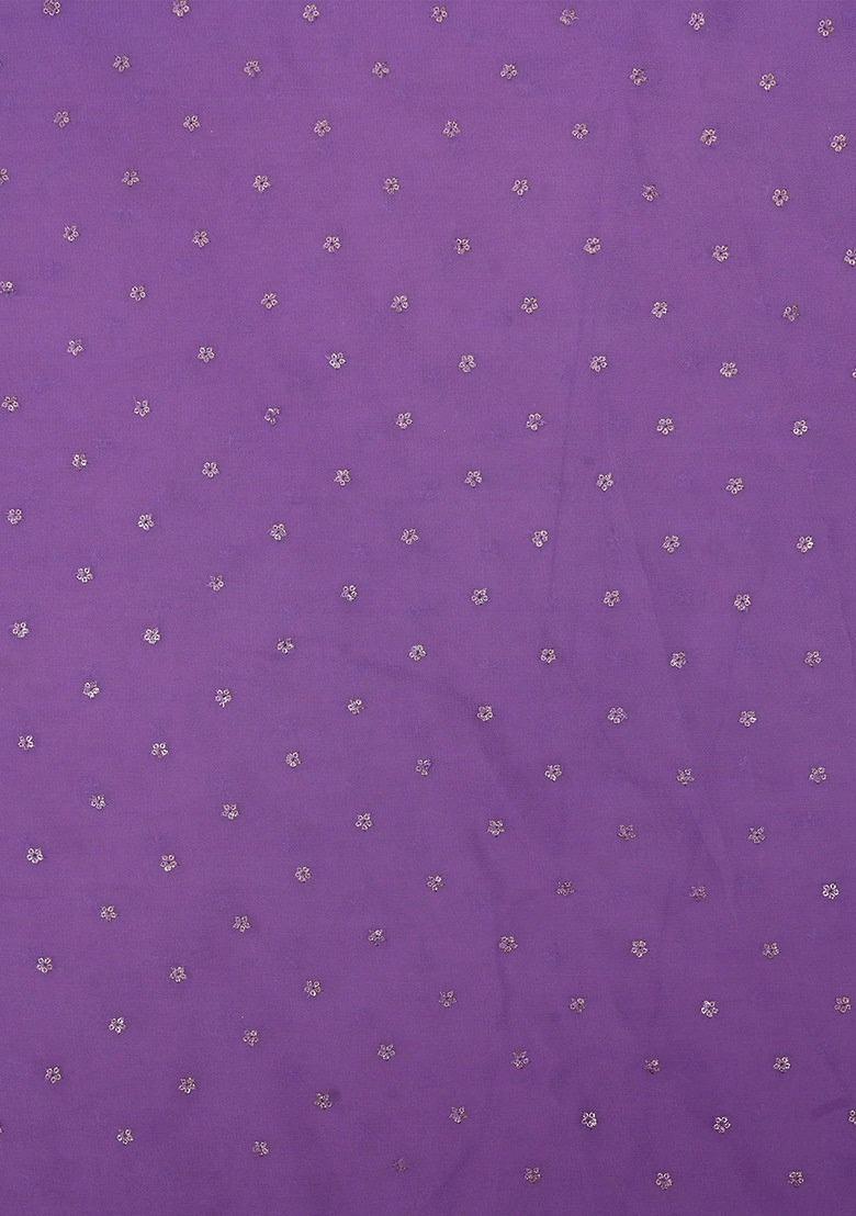 Girls Purple Embroidered Georgette Lehenga Set - Indya