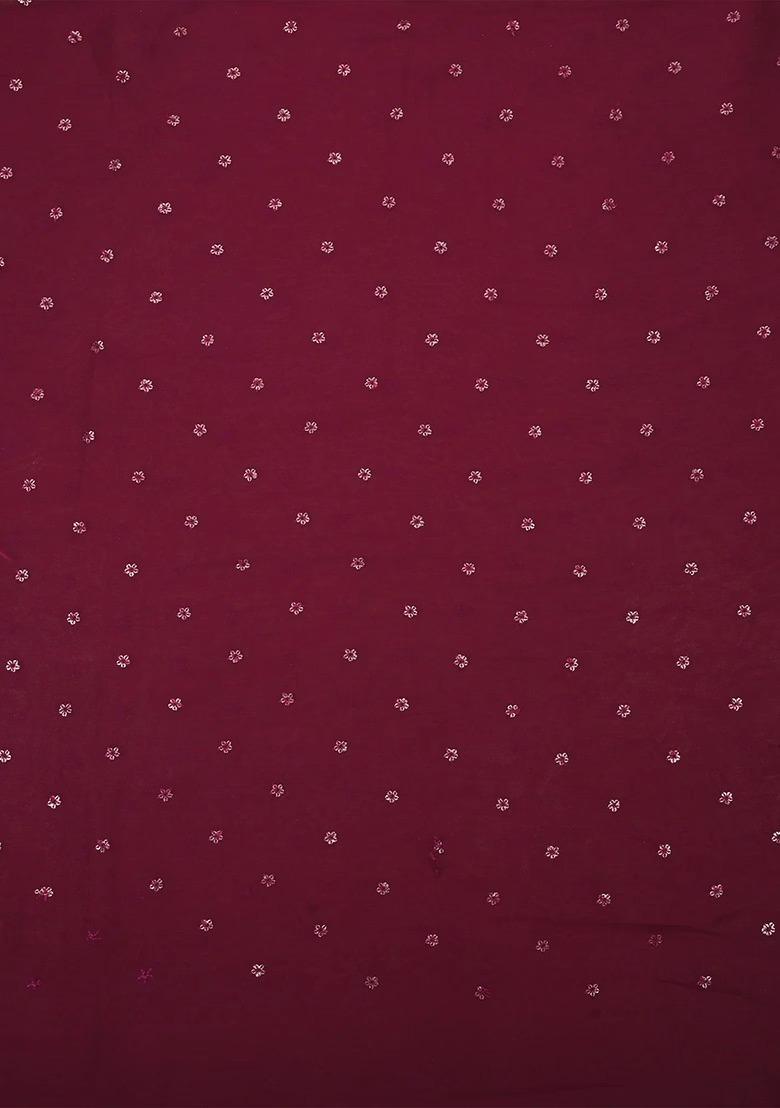 Girls Maroon Embroidered Georgette Lehenga Set - Indya