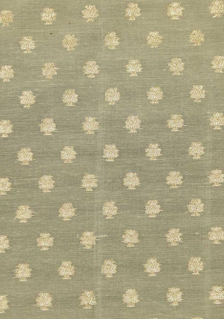 Girls Sage Green Chanderi Embroidered Lehenga Set