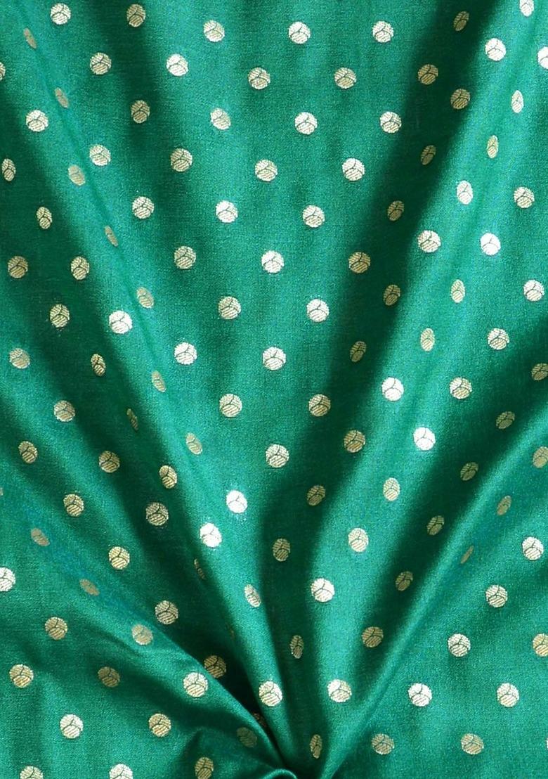 Girls Green Silk Embroidered Lehenga Set