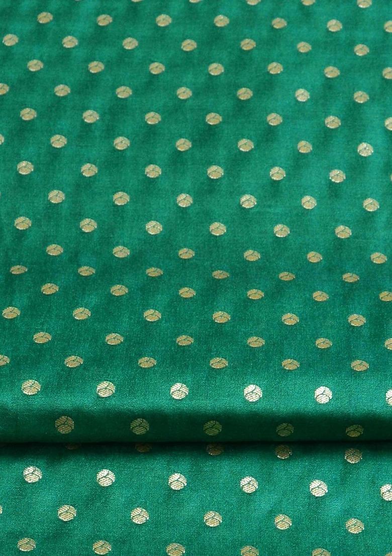 Girls Green Silk Embroidered Lehenga Set - Indya