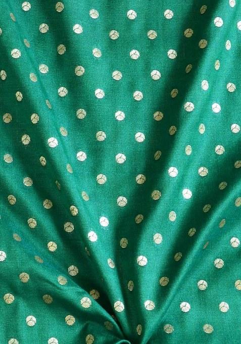 Girls Green Silk Embroidered Lehenga Set