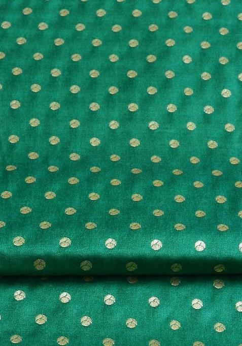 Girls Green Silk Embroidered Lehenga Set