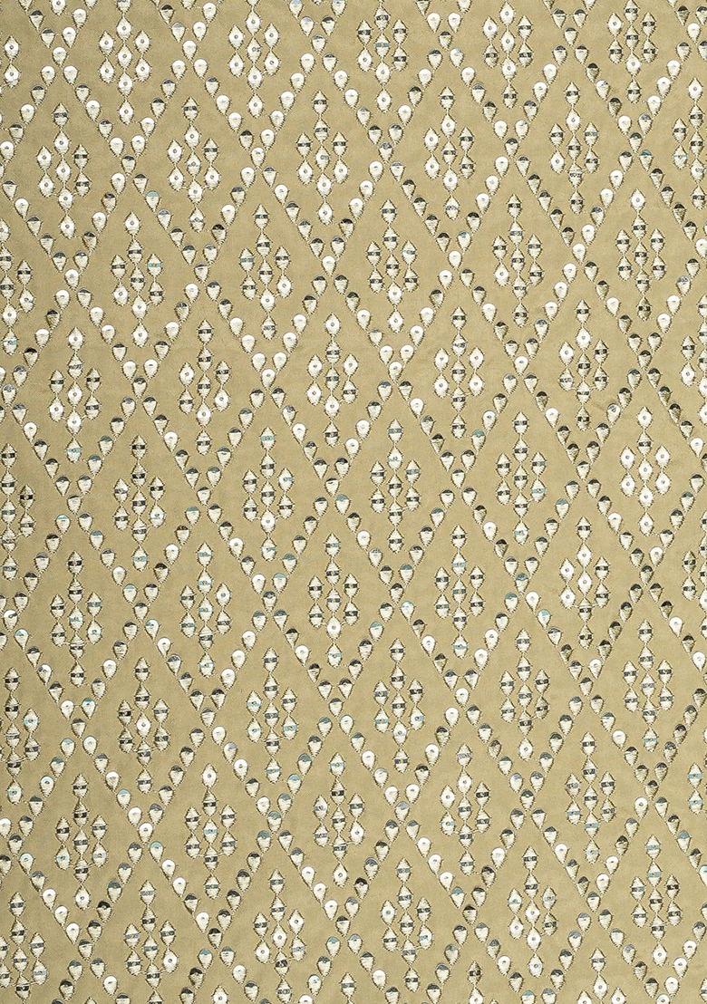 Girls Beige Embroidered Blouse Satin Lehenga Set - Indya