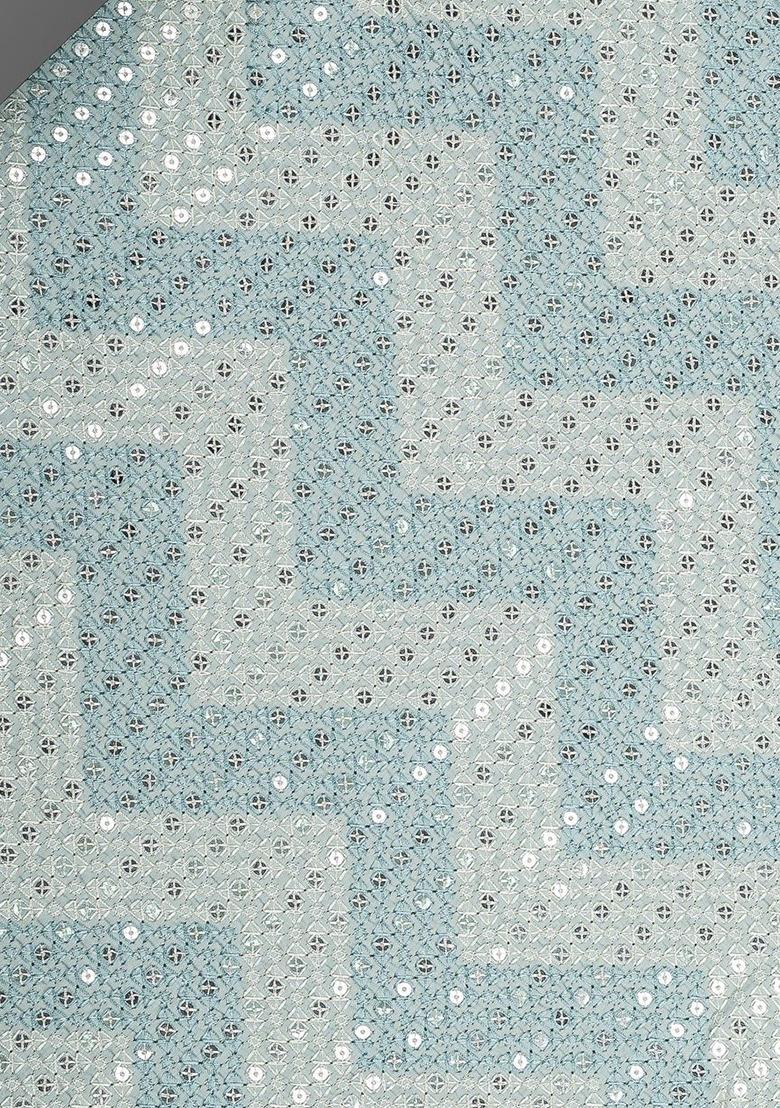 Girls Sky Blue Embroidered Blouse Silk Lehenga Set