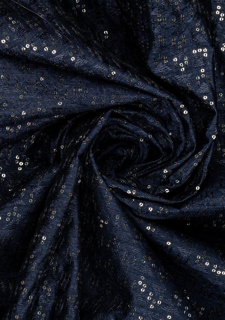 Girls Navy Blue Embroidered Blouse Silk Lehenga Set