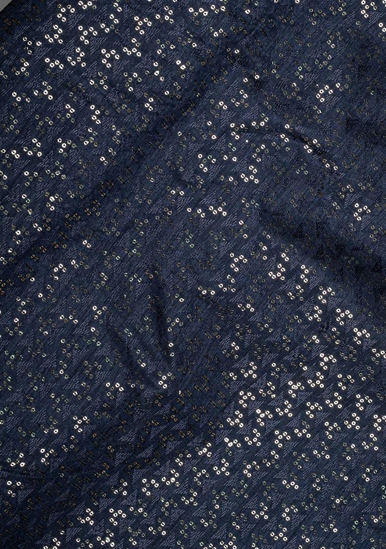 Girls Navy Blue Embroidered Blouse Silk Lehenga Set - Indya