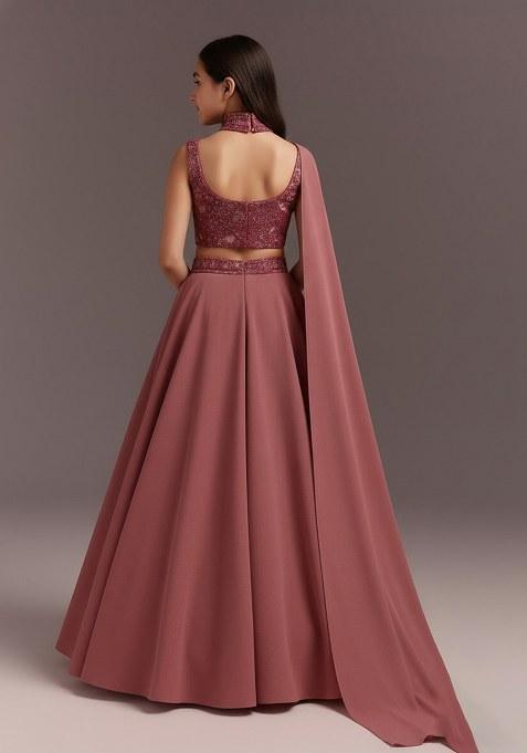 Girls Mauve Sequin Blouse Georgette Lehenga Set