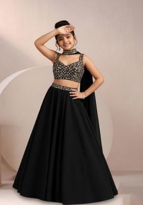 Girls Lilac Sequin Blouse Georgette Lehenga Set