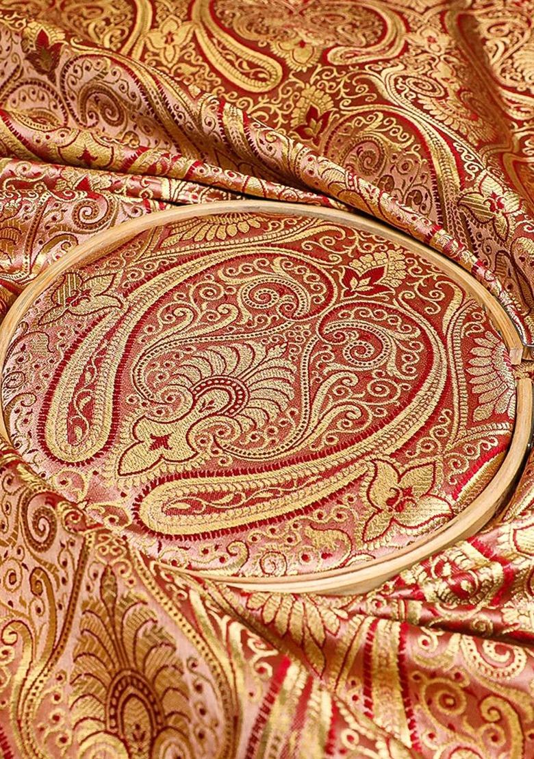 Girls Brown And Golden Brocade Co-Ord Set - Indya