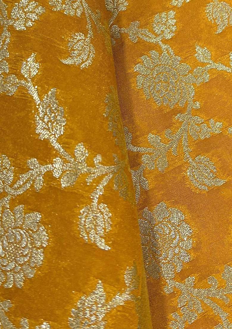 Girls Yellow Brocade Skirt Set - Indya