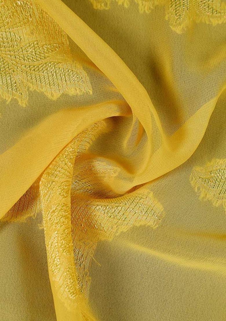 Girls Yellow Georgette Textured Dress - Indya