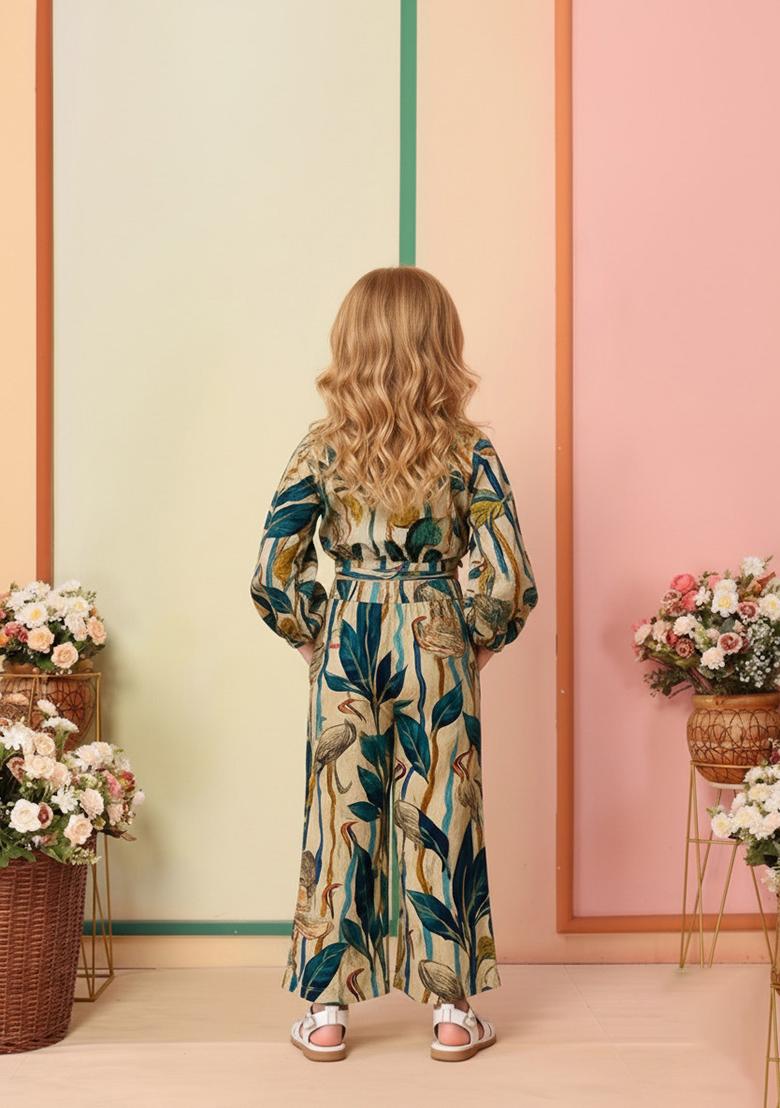 Girls Multicolor Poplin Abstract Printed Co-Ord Set - Indya