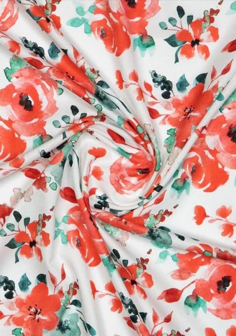 Girls White Floral Printed Crepe Lehenga Set