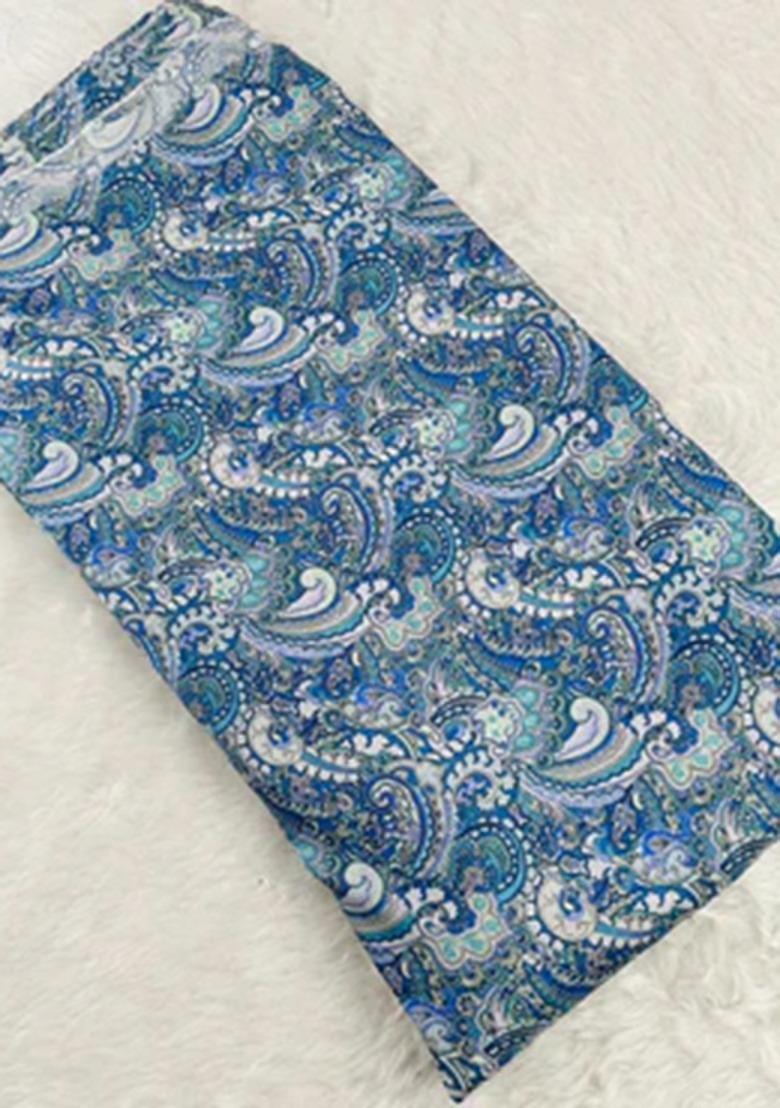 Girls Blue Floral Print Georgette Fusion Set - Indya