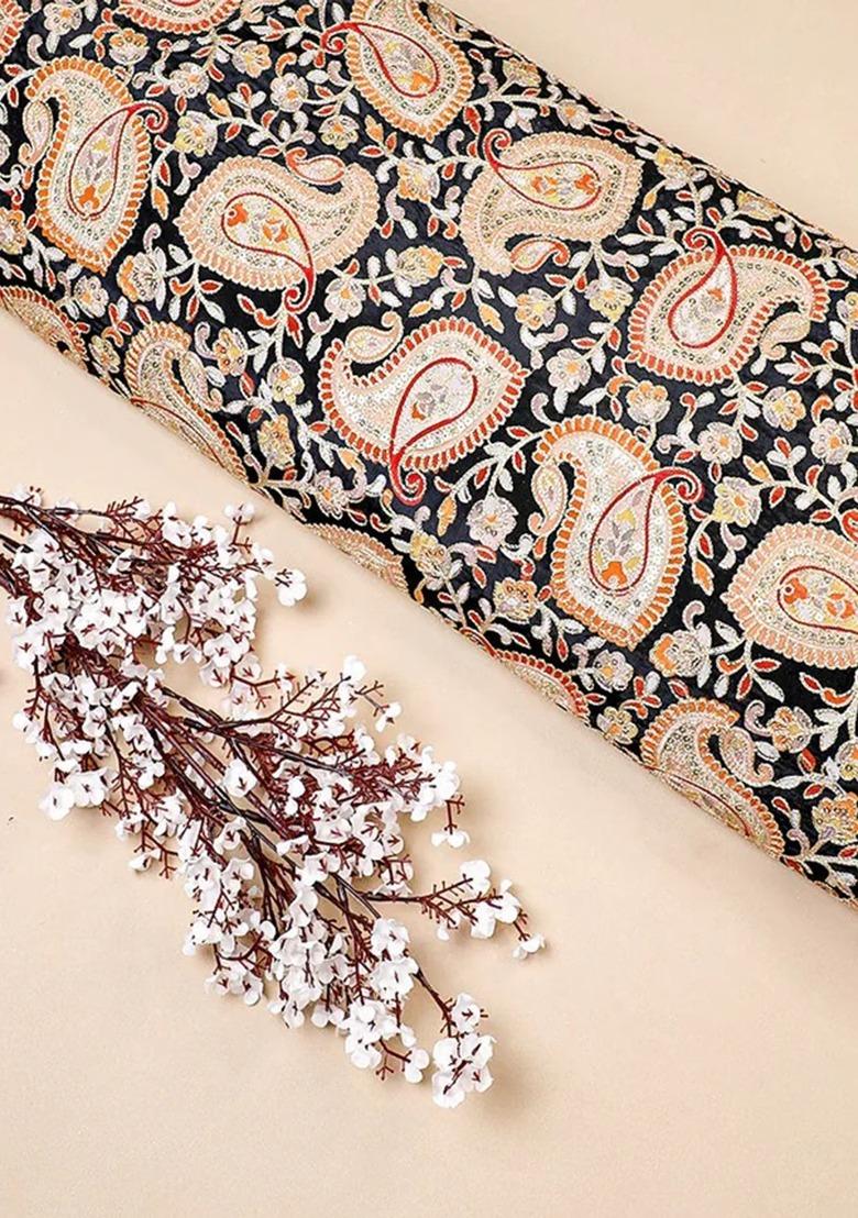 Girls Black Embroidered Crepe Fusion Set - Indya