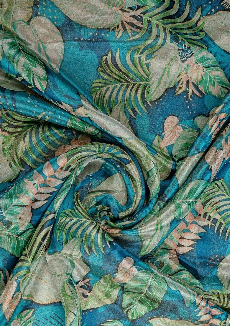 Girls Blue Floral Print Tissue Fusion Set