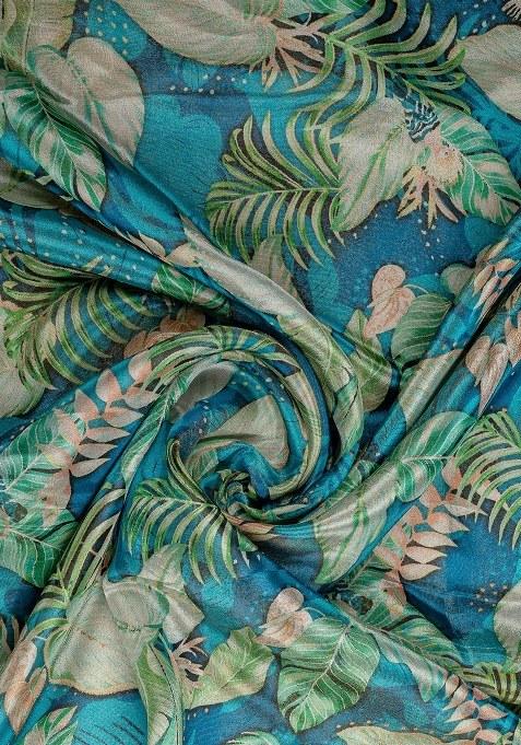 Girls Blue Floral Print Tissue Fusion Set