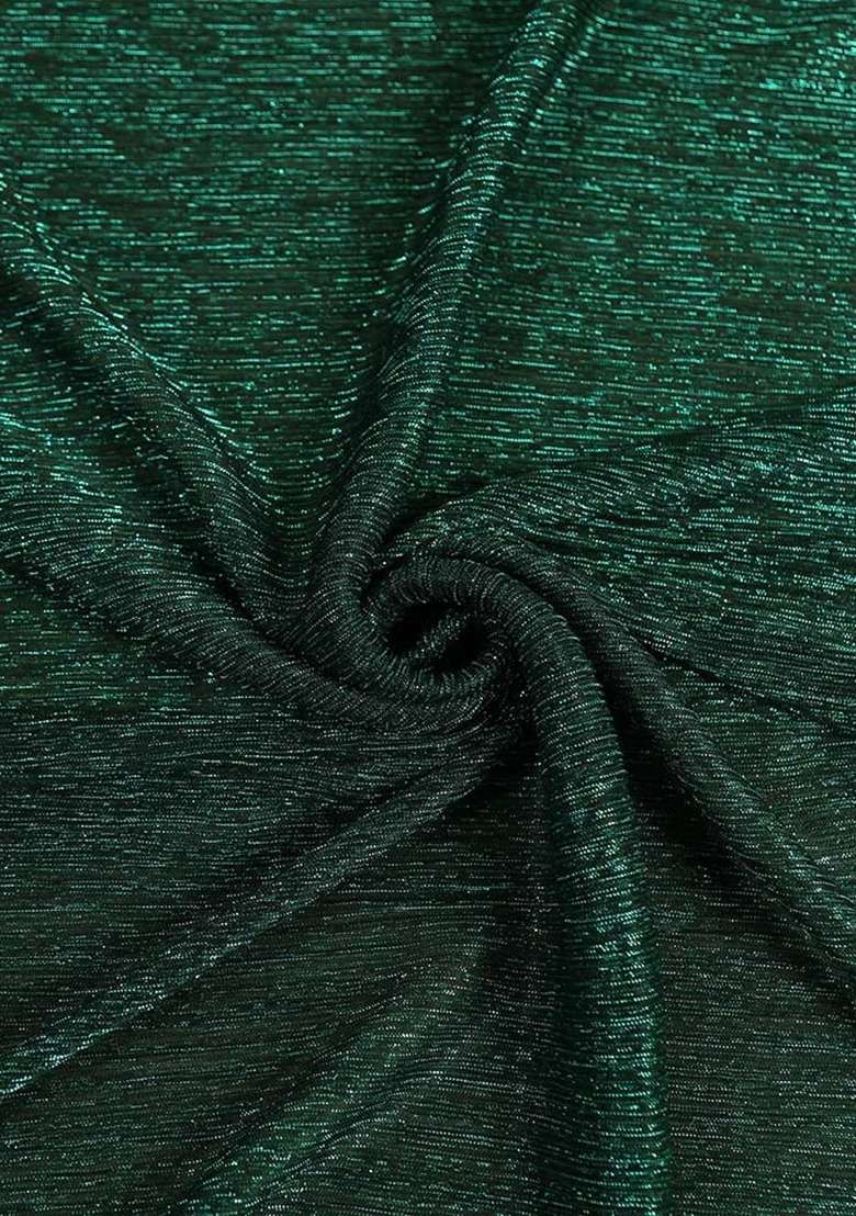 Girls Bottle Green Embellished Net Fusion Set - Indya