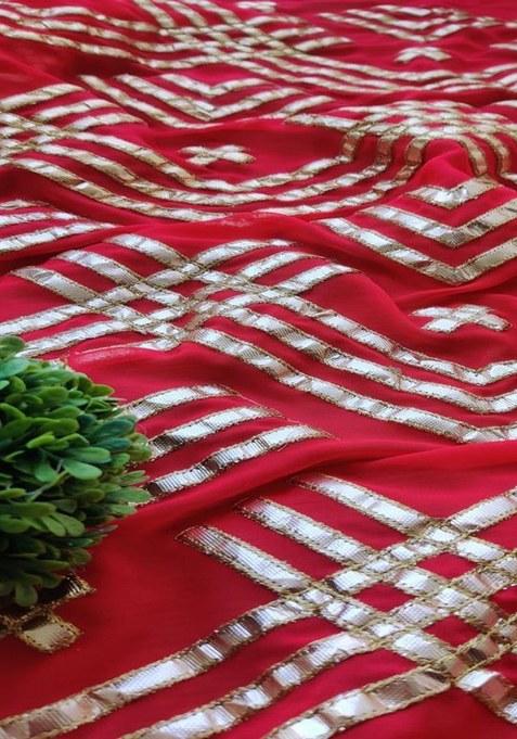 Girls Pink Embroidered Georgette Lehenga Set