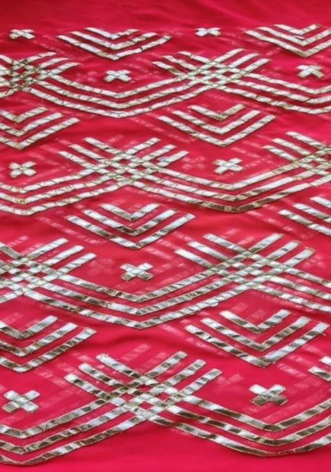 Girls Pink Embroidered Georgette Lehenga Set