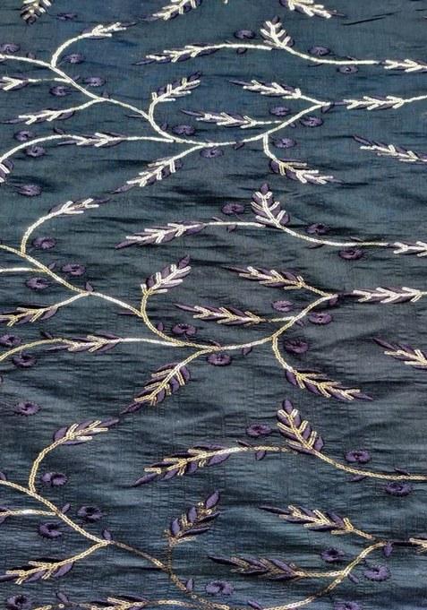 Girls Blue Embroidered Chanderi Lehenga Set