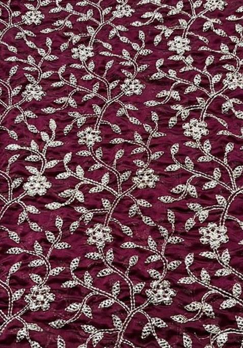 Girls Wine Embroidered Georgette Lehenga Set