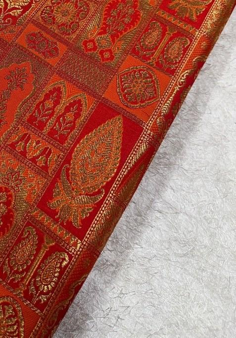 Girls Red Brocade Sharara Set