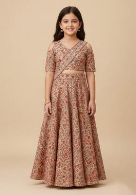 Girls Multicolor Floral Print Fusion Set