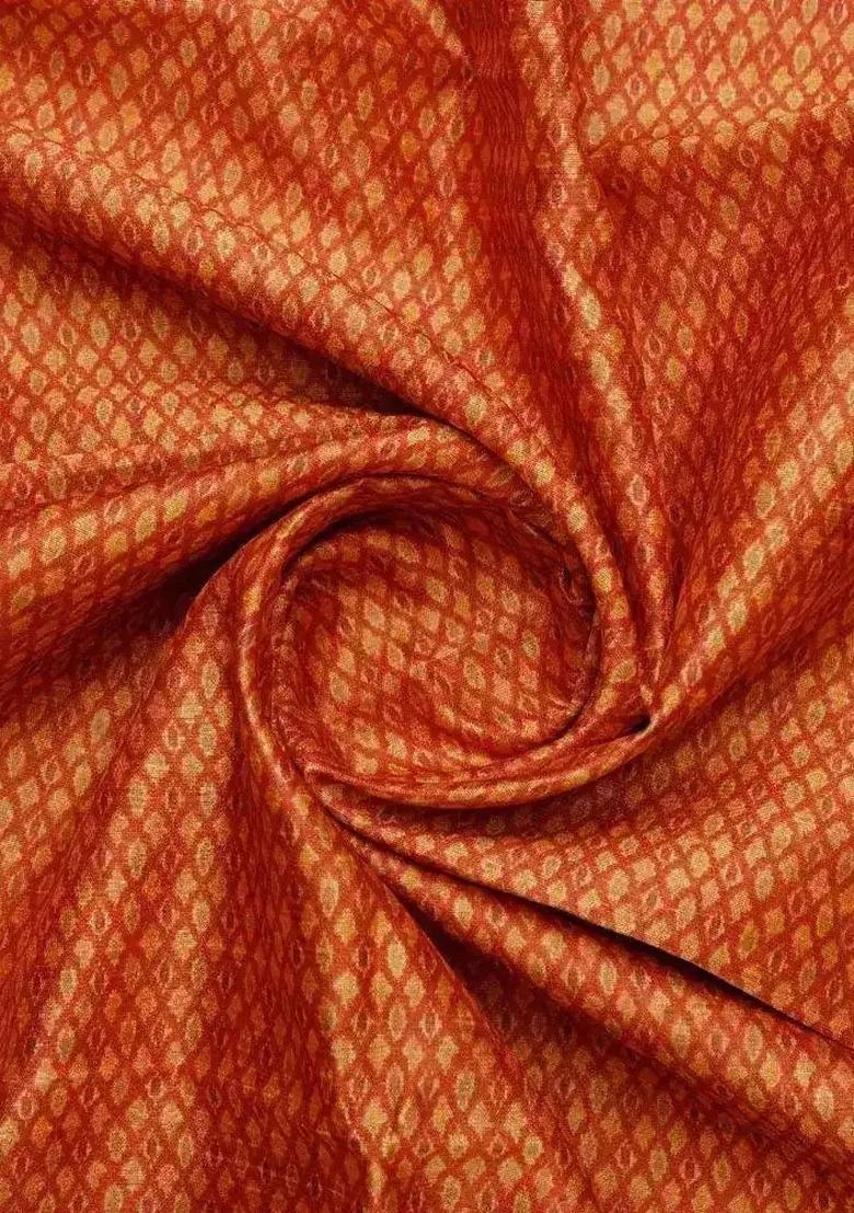 Girls Orange Floral Print Fusion Set - Indya