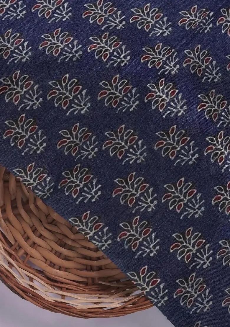 Girls Blue Figure Print Silk Fusion Set - Indya