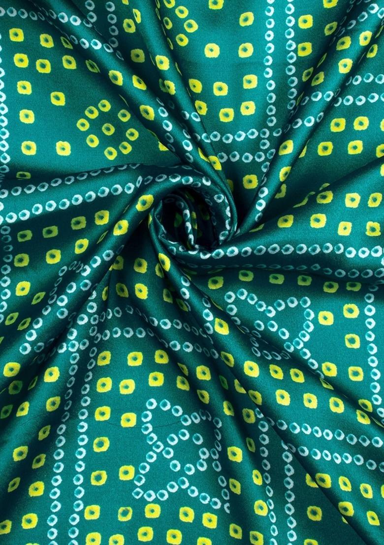 Girls Green Abstract Print Satin Fusion Set