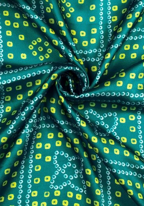 Girls Green Abstract Print Satin Fusion Set