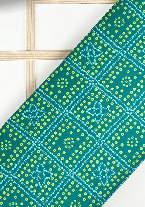 Girls Green Abstract Print Satin Fusion Set