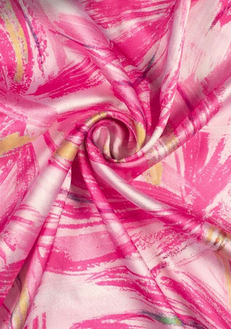 Girls Pink Abstract Print Satin Fusion Set - Indya