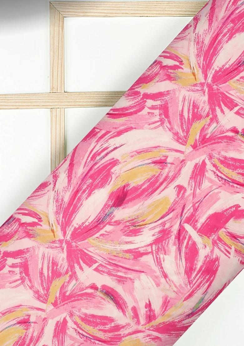 Girls Light Pink Abstract Print Satin Lehenga Set