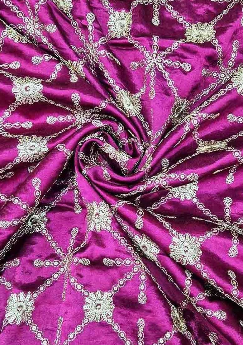 Girls Wine Embroidered Silk Fusion Set - Indya